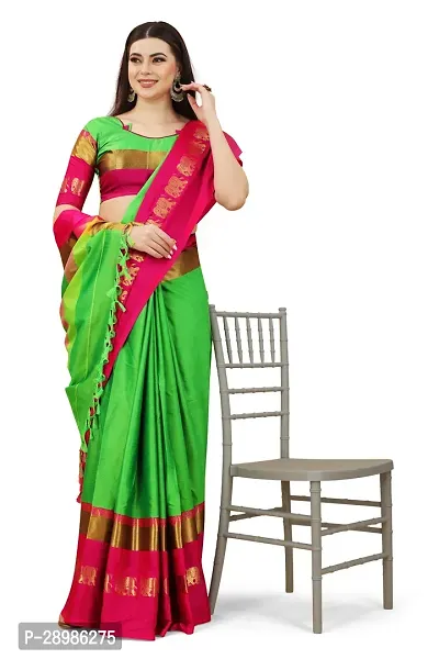 Self Design Kanjivaram Art Silk Saree Pink Light Green-thumb2