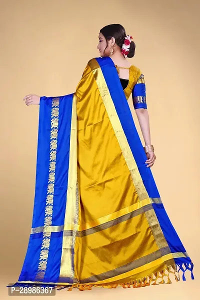 Self Design Kanjivaram Cotton Silk Saree Mustard-thumb4