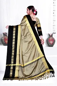 Animal Print Kanjivaram Art Silk Saree Black Beige-thumb3