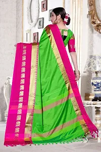 Animal Print Kanjivaram Art Silk Saree Pink Light Green-thumb3