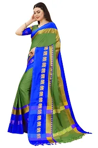 Self Design Kanjivaram Art Silk Saree Dark Green Blue-thumb2