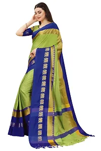 Self Design Kanjivaram Art Silk Saree Blue Light Green-thumb2