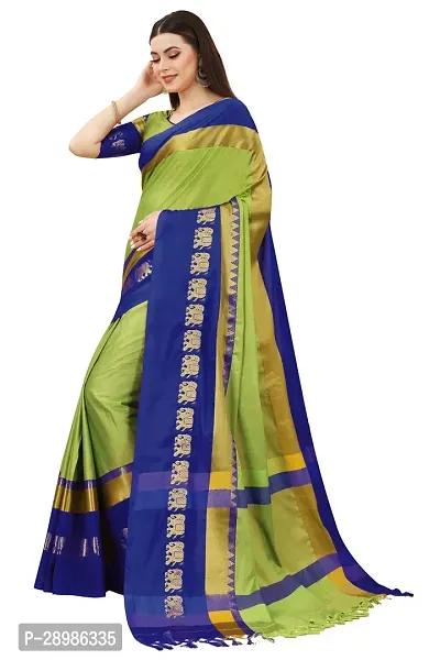 Self Design Kanjivaram Art Silk Saree Blue Light Green-thumb3