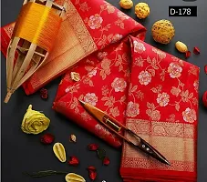 Self Design Banarasi Cotton Silk Saree Red-thumb1