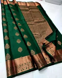 Self Design Banarasi Cotton Silk Saree Green-thumb1