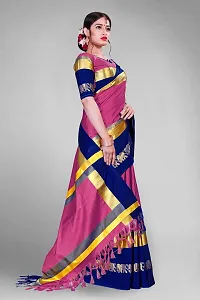 Self Design Kanjivaram Art Silk Saree Dark Blue Pink-thumb2