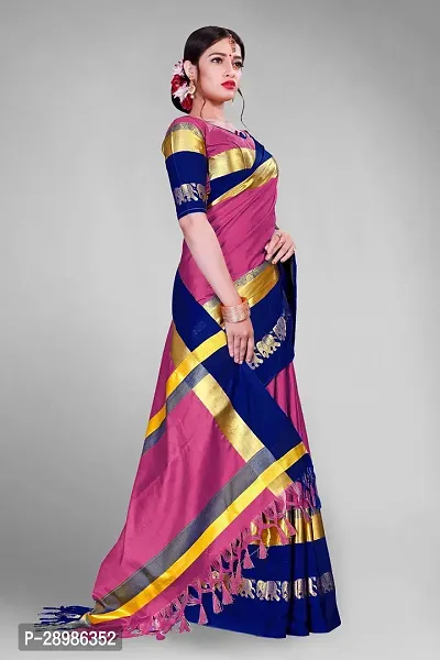 Self Design Kanjivaram Art Silk Saree Dark Blue Pink-thumb3