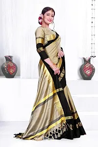 Animal Print Kanjivaram Art Silk Saree Black Beige-thumb2