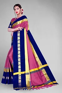 Self Design Kanjivaram Art Silk Saree Dark Blue Pink-thumb1