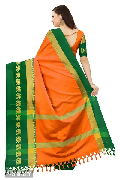 Self Design Kanjivaram Art Silk Saree Green Orange-thumb4