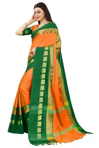 Self Design Kanjivaram Art Silk Saree Green Orange-thumb2