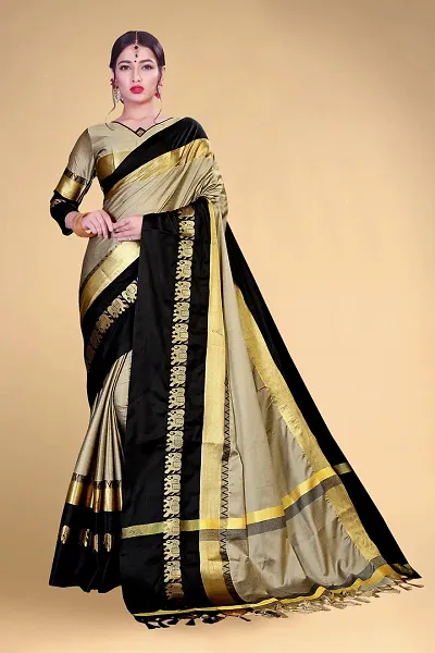 New In Cotton Silk Saree with Blouse piece 