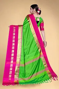 Self Design Kanjivaram Cotton Silk Saree Pink Dark Green-thumb3