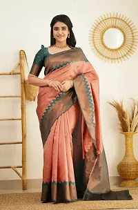 Self Design Kanjivaram Cotton Silk Saree Pink-thumb1