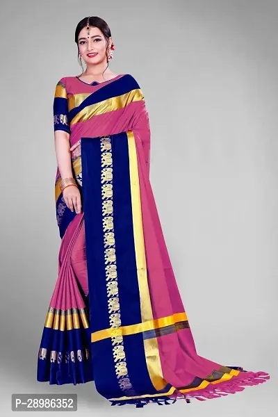 Self Design Kanjivaram Art Silk Saree Dark Blue Pink-thumb0