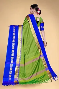 Self Design Kanjivaram Cotton Silk Saree Dark Blue Dark Green-thumb3