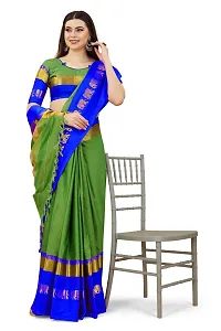 Self Design Kanjivaram Art Silk Saree Dark Green Blue-thumb1