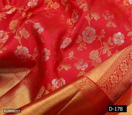 Woven Banarasi Cotton Silk Saree Red Gold-thumb3