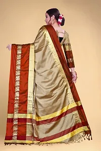 Self Design Kanjivaram Cotton Silk Saree Maroon Cream-thumb3