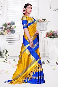 Animal Print Kanjivaram Art Silk Saree Light Blue Yellow-thumb2