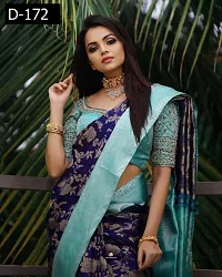 Self Design Banarasi Cotton Silk Saree Blue-thumb1