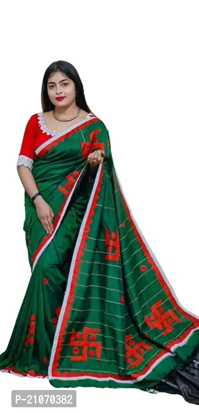 Stylish Georgette Green Printed Saree with Blouse piece For Women-thumb0