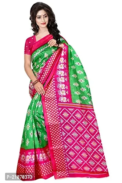 Stylish Georgette Green Printed Saree with Blouse piece For Women-thumb0