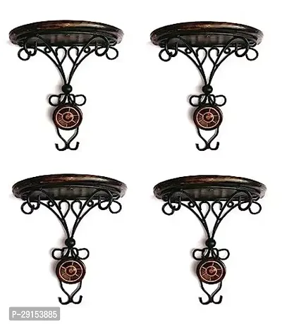 Iron Hanging Wall Bracket Shelf Wall Rack for Living Room Home Decor Beautiful Wall Bracket Shelf Decor for Living Room Photo Frame Flower Pot Pack of 4