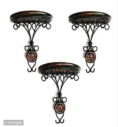 Iron Hanging Wall Bracket Shelf Wall Rack for Living Room Home Decor Beautiful Wall Bracket Shelf Decor for Living Room Photo Frame Flower Pot Pack of 3-thumb0