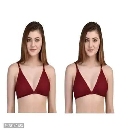 Stylish Fancy Cotton Solid Padded Bras For Women Pack Of 2