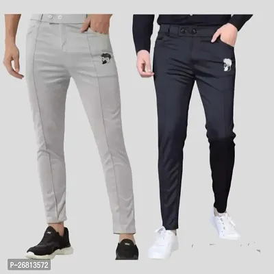 Classic Polyester Solid Track Pants for Men Pack of 2