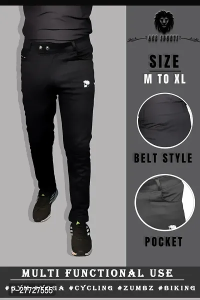 Classic Polyester Solid Track Pants for Men-thumb0