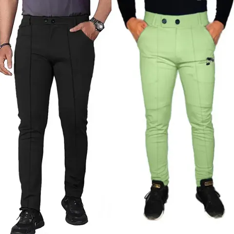 Classic Blend Solid Track Pants for Men, Pack of 2