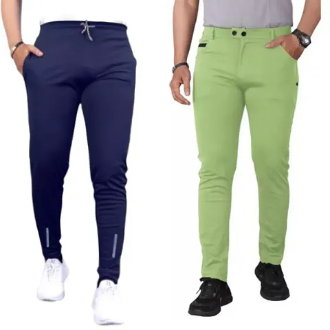 Best Selling Polyester Blend Regular Track Pants For Men 