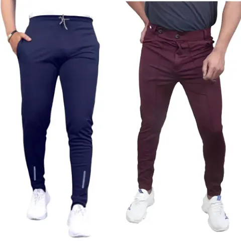 Best Selling Polyester Blend Regular Track Pants For Men 