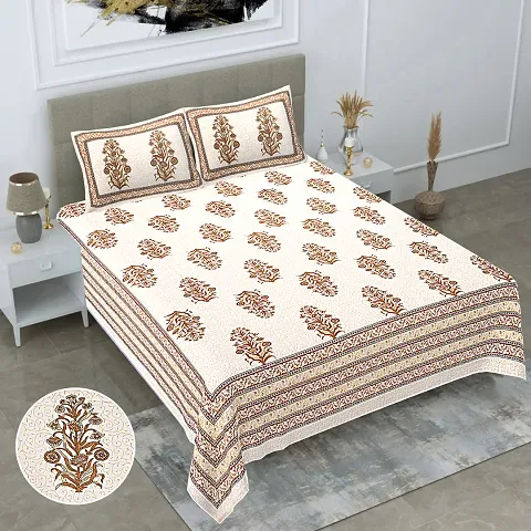Cotton Printed King Size Bedsheets 90*108 Inch