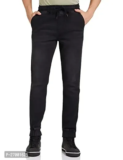 Reliable Black Denim Solid Mid-Rise Jeans For Men