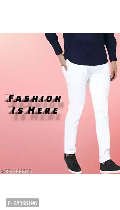 Classic White Denim Regular Fit Jeans For Men-thumb0