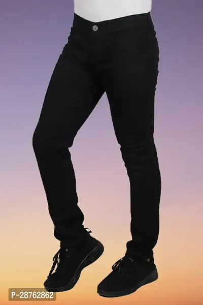 Classic Black Denim Regular Fit Jeans For Men