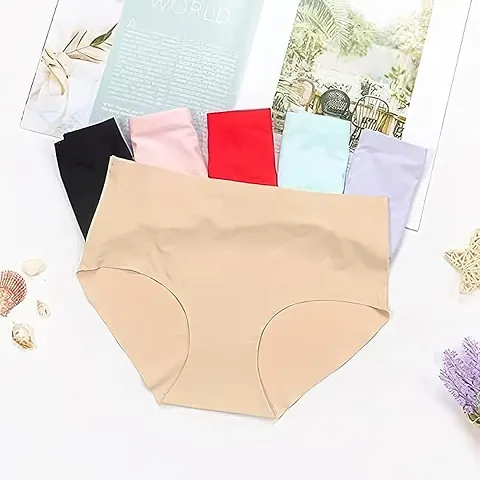 LIECRY ART Pritty Touch Women Panties Seamless Panties Silk Mid Waist Underwear for Female Girls Pack Of