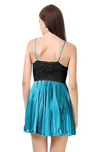 ZXS STYLE Women Satin Babydoll Night Dress Short Length Free Size| Sexy Honeymoon Lingerie for Women (Free Size, Blue)-thumb1