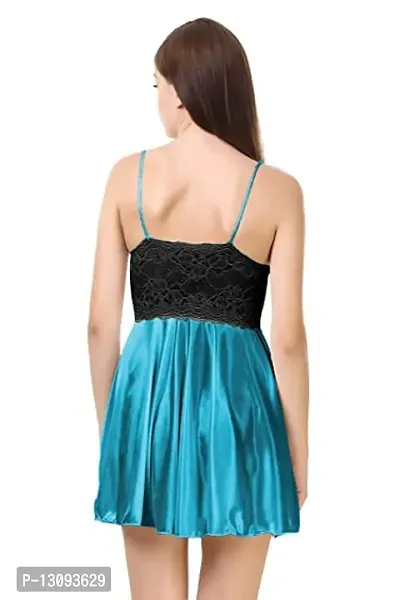 ZXS STYLE Women Satin Babydoll Night Dress Short Length Free Size| Sexy Honeymoon Lingerie for Women (Free Size, Blue)-thumb2
