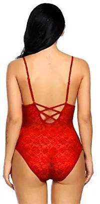 ZXS STYLE Women's Net Floral Above Knee Babydoll Dress (Free Size, Red)-thumb1