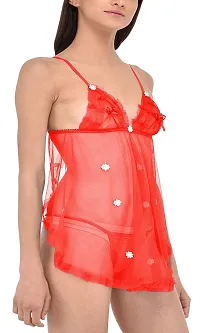 PHWOAR Women Babydoll Stylish Nightwear for Girls Sleepwear Lingerie for Women Full Slip Babydoll with Panty (Red)-thumb2