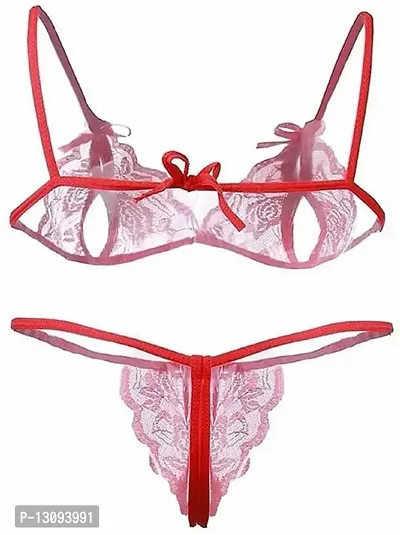 ZXS STYLE Bikini Set| Non-Padded Bra & Panty|Nightwear/Lingerie/Negligee |Hot & Sexy for Couples Honeymoon/First Night/Anniversary for Women/Ladies/Girls. (Free Size, Red)-thumb2