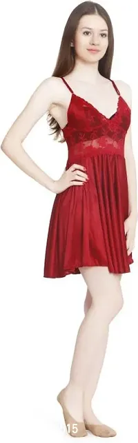 ZXS Style Women's Satin Nightdresses Nightdress Red-thumb3