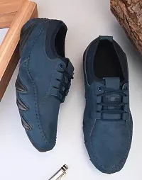Stylish Blue Leather Solid Lifestyle Shoes For Men-thumb1