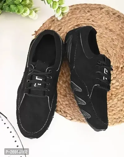 Stylish Black Leather Solid Lifestyle Shoes For Men