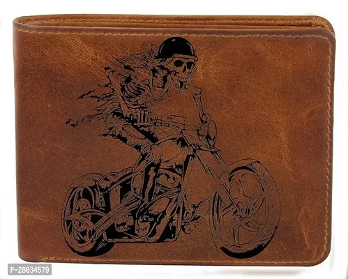 Ghost Rider Bike Lover Engraved Genuine Leather Wallet-thumb0