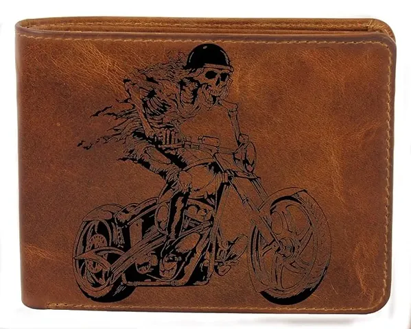 Ghost Rider Bike Lover Engraved Genuine Leather Wallet